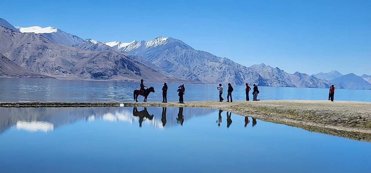 Lake and rugged mountains in Ladakh